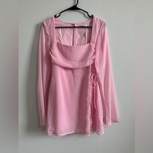 Beginning Boutique Baby Pink Long Sleeve Mini Dress